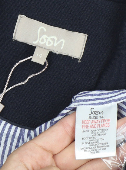 Soon Womens Black Blazer Size 14 Tailored One Button Jacket