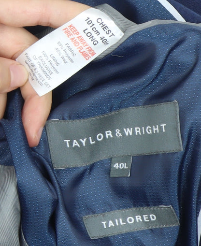 Taylor & Wright Men’s Blue 40L Wool Blend Suit Jacket Classic