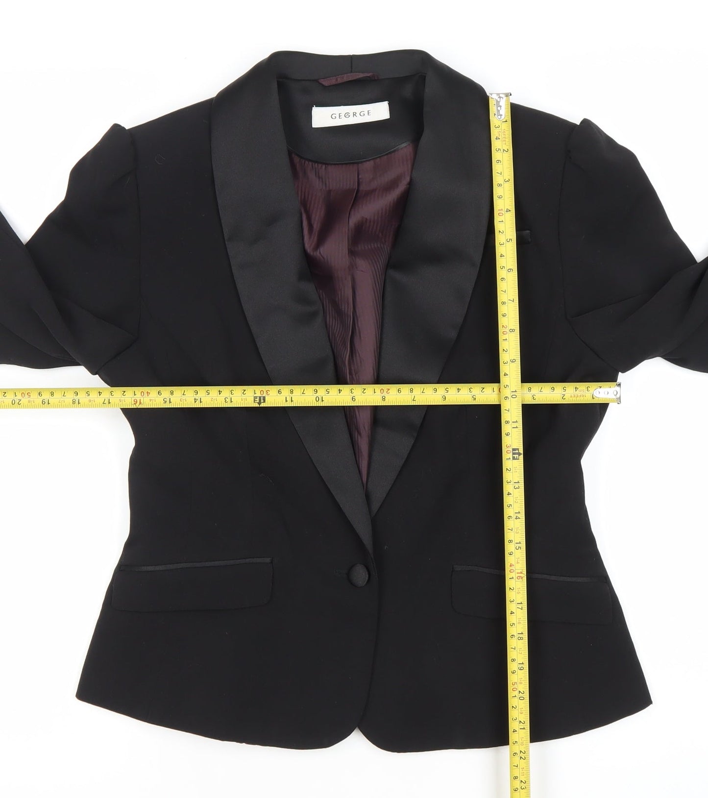 George Women’s Black Shawl Lapel Tuxedo Blazer UK 12 Regular