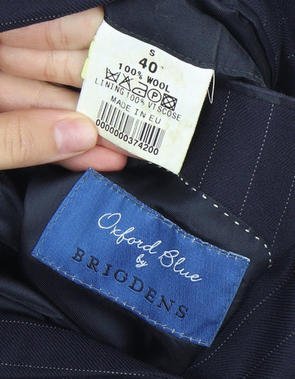 Oxford Blue Brigdens Mens Blue 40 Chest Wool Pinstripe Blazer Jacket