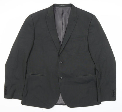 Next Men's Black Blazer Jacket Size 44 Regular Notch Lapel Two Button