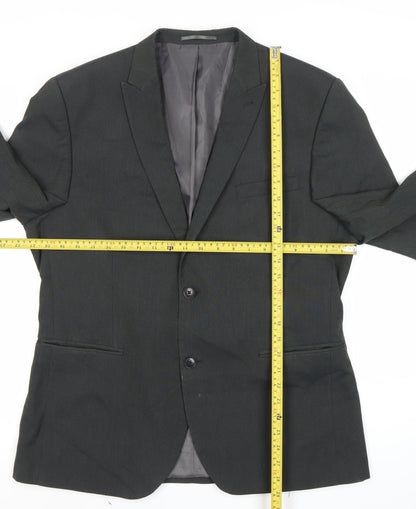 Next Men's Black Blazer Jacket Size 44 Regular Notch Lapel Two Button