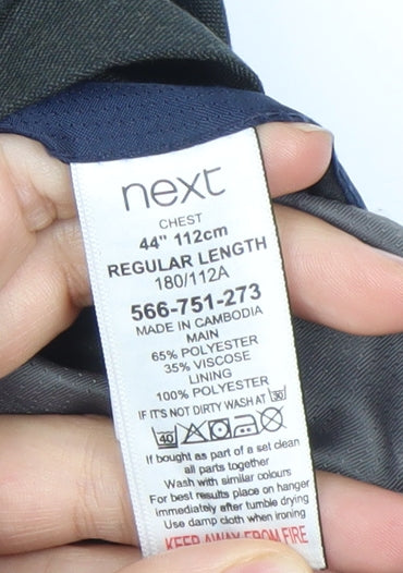 Next Men's Black Blazer Jacket Size 44 Regular Notch Lapel Two Button