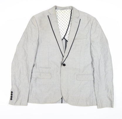 Selected Homme Men's Grey Slim Fit Blazer Jacket Size 40 UK