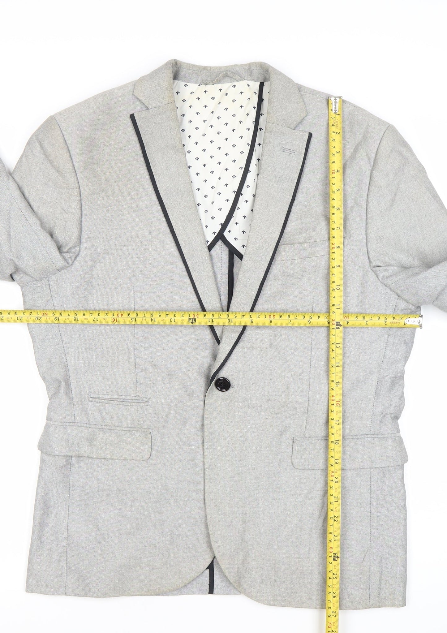 Selected Homme Men's Grey Slim Fit Blazer Jacket Size 40 UK