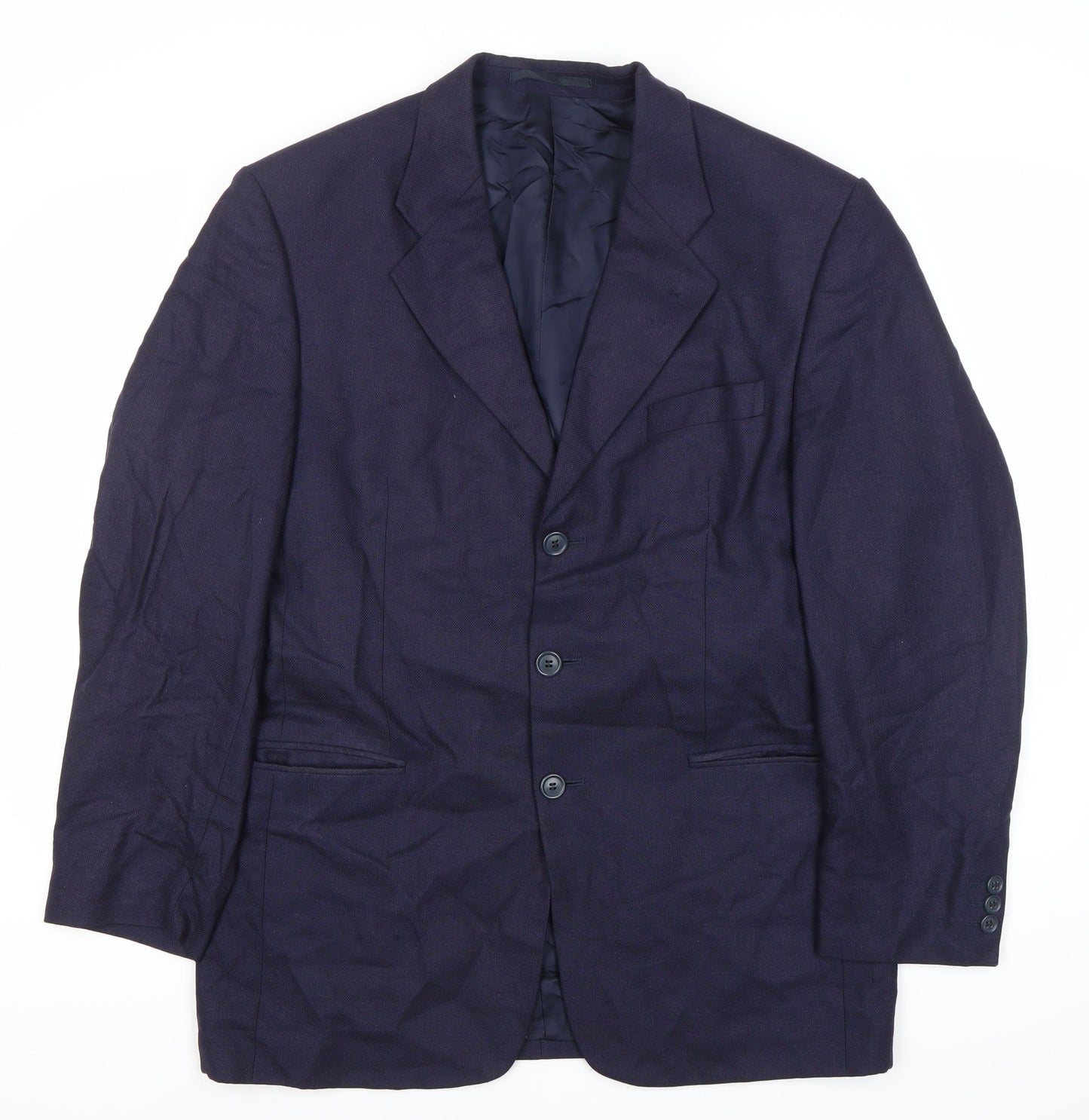 Harewood Men's Blue Wool Silk Blazer Jacket 40R Notch Lapel