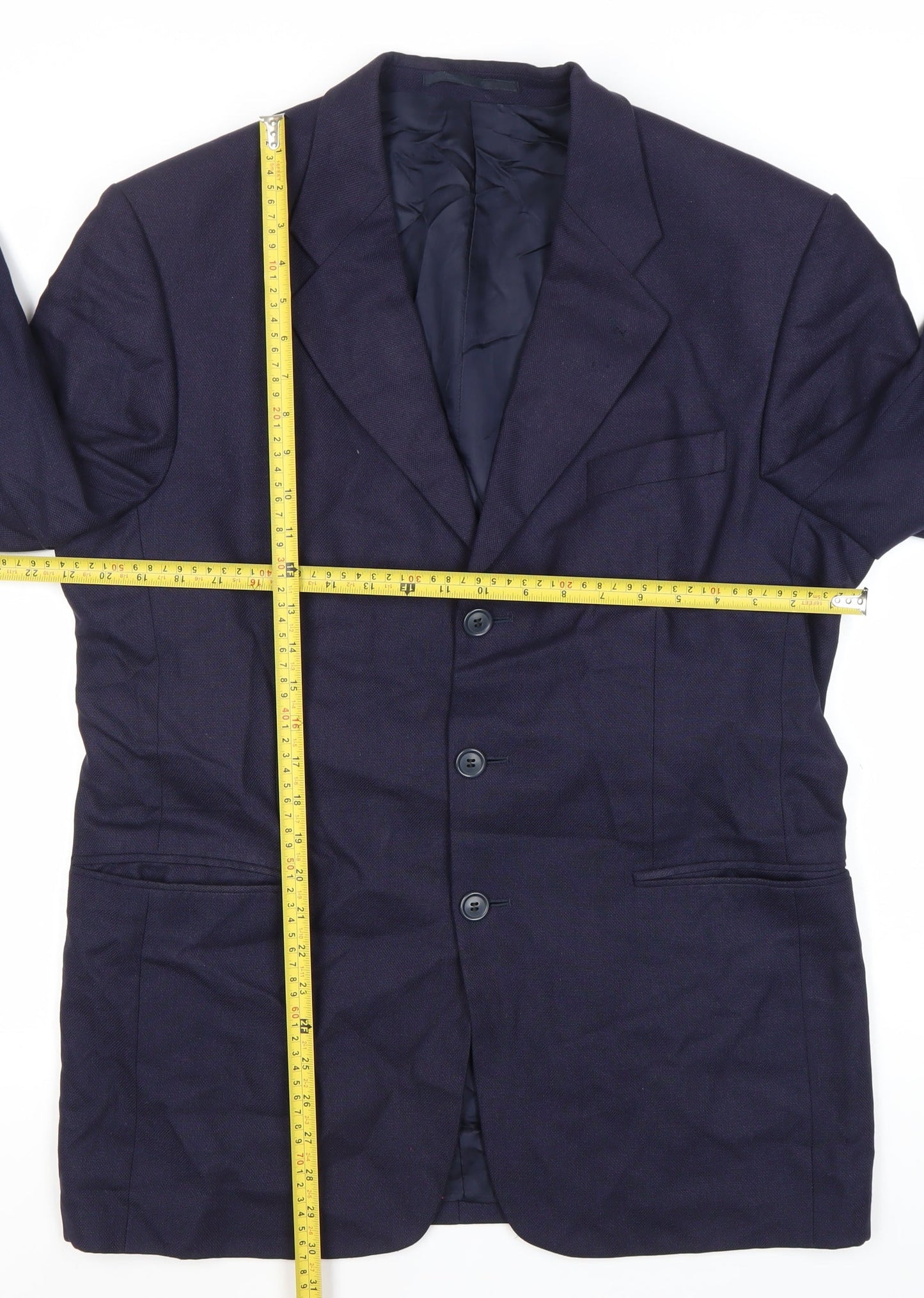 Harewood Men's Blue Wool Silk Blazer Jacket 40R Notch Lapel