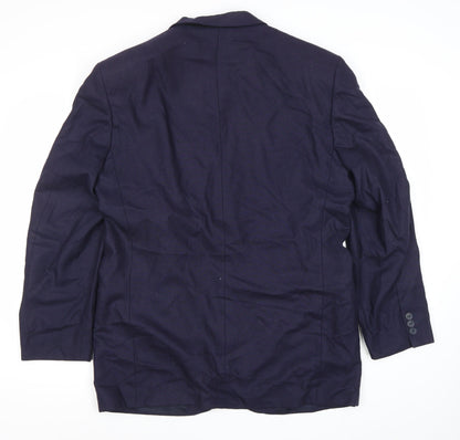 Harewood Men's Blue Wool Silk Blazer Jacket 40R Notch Lapel
