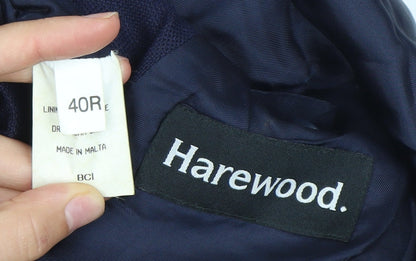 Harewood Men's Blue Wool Silk Blazer Jacket 40R Notch Lapel