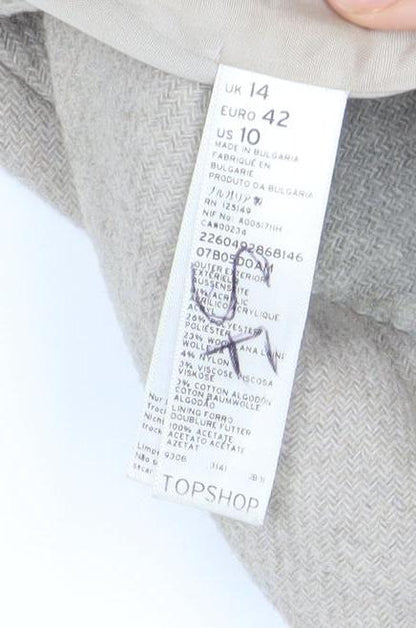 Womens UK Size 14 Topshop Beige Overcoat