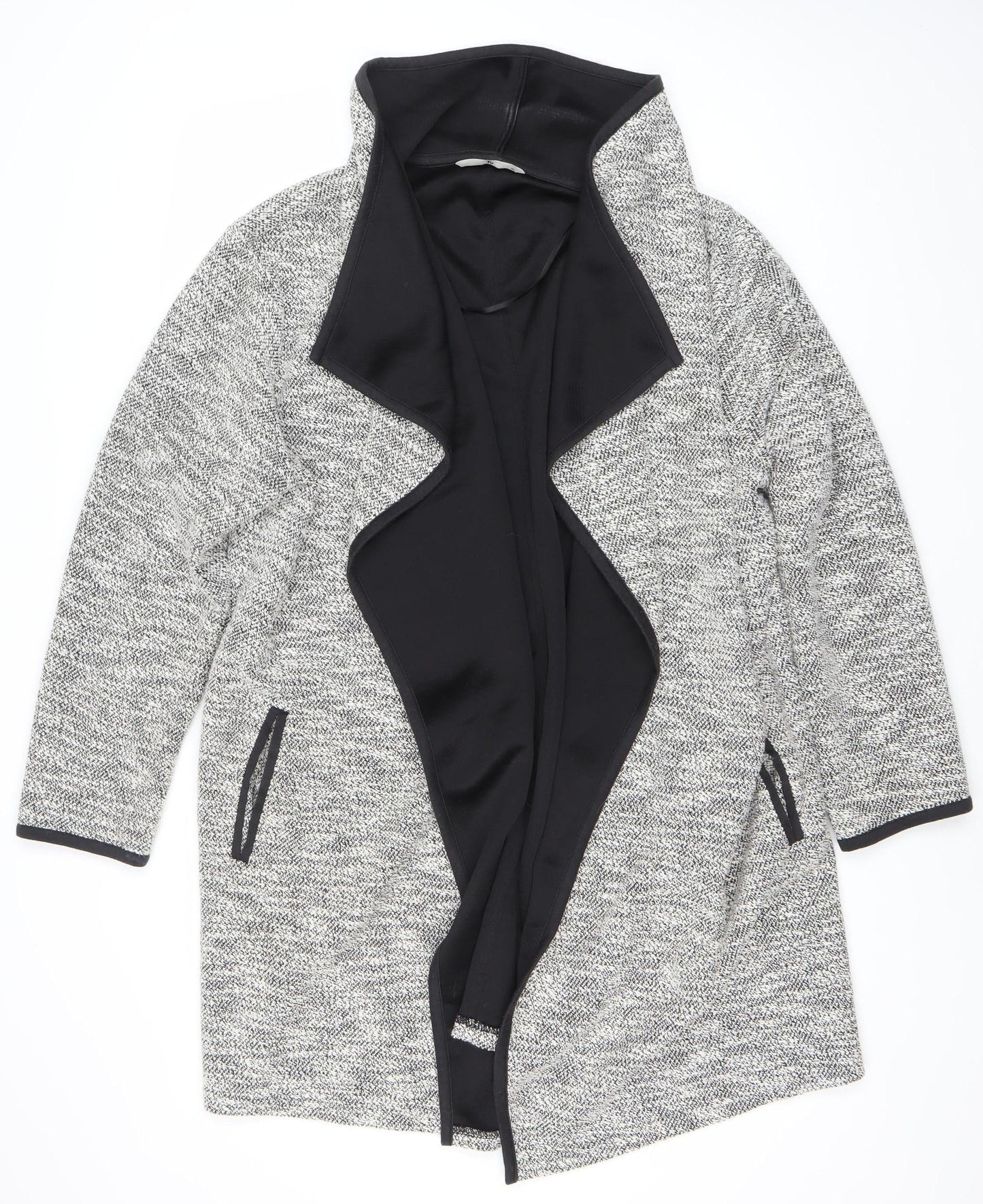 Tu Women’s Grey Tweed Open Blazer XL Regular Mid-Length