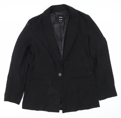 Cotton On Womens Black Blazer Jacket Size 8 Single Breasted Workwear