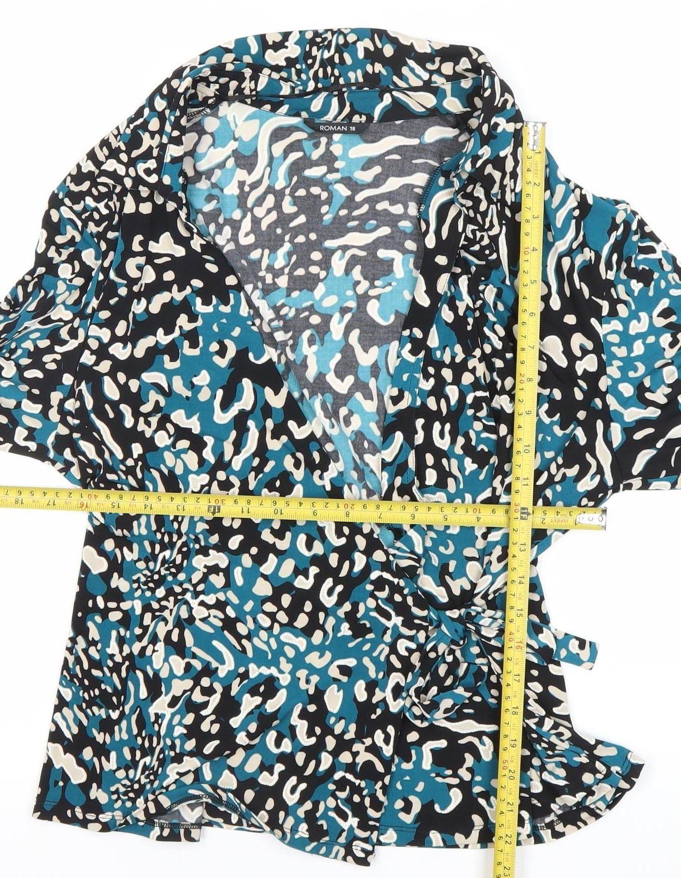 Womens UK Size 18 Roman Multicoloured Wrap Blouse