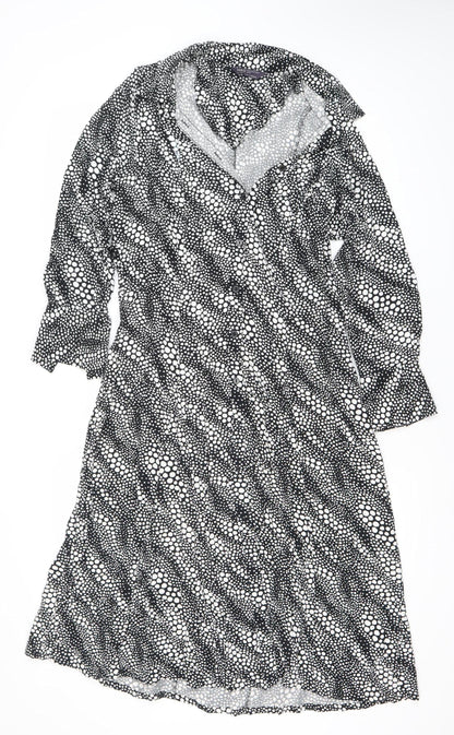 Marks and Spencer Women’s Black Polka Dot Midi Wrap Dress Size 14