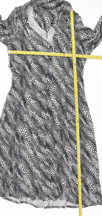 Marks and Spencer Women’s Black Polka Dot Midi Wrap Dress Size 14