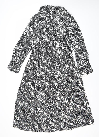 Marks and Spencer Women’s Black Polka Dot Midi Wrap Dress Size 14