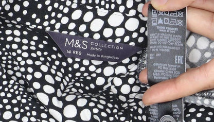 Marks and Spencer Women’s Black Polka Dot Midi Wrap Dress Size 14