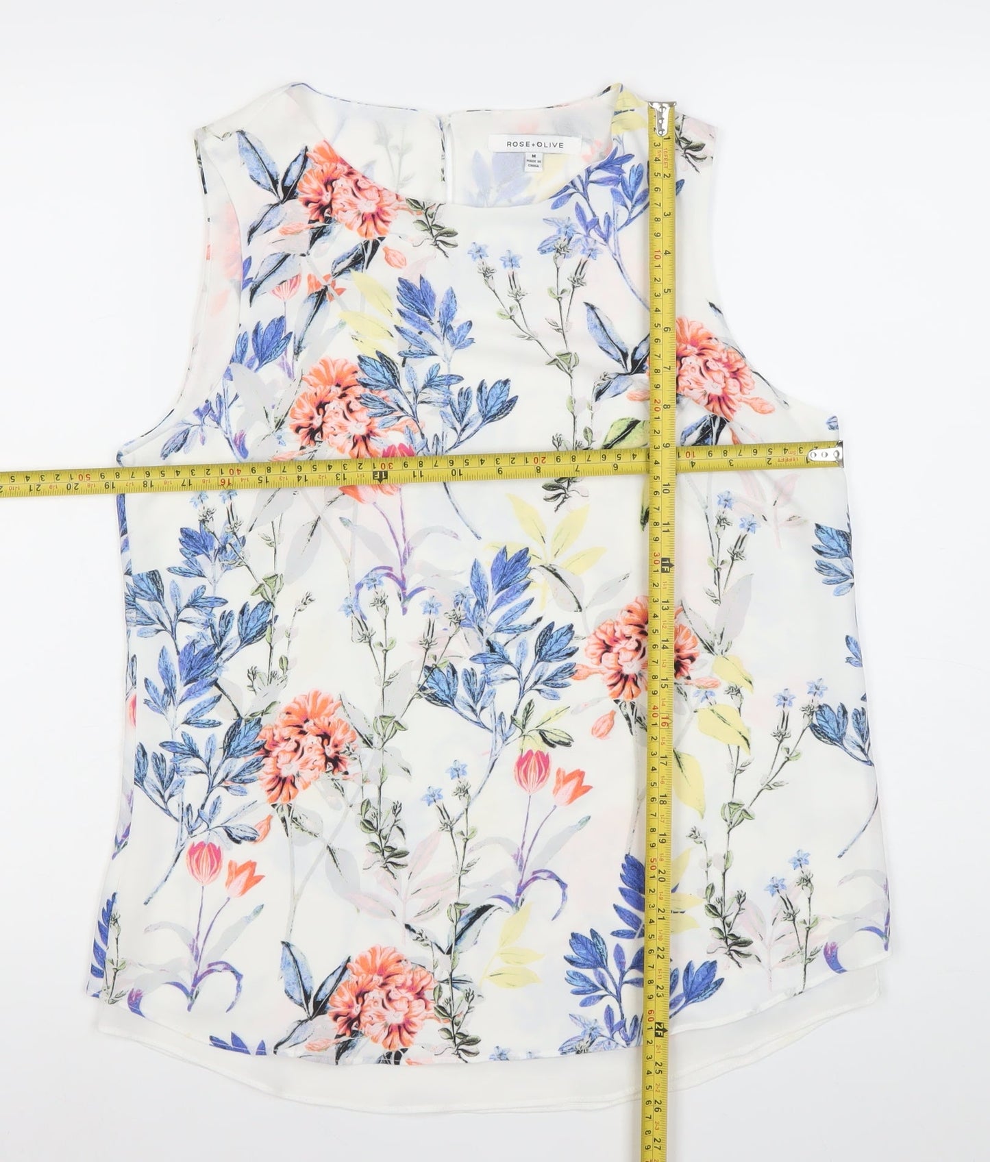 Rose Olive Womens Multicoloured Floral Sleeveless Blouse M