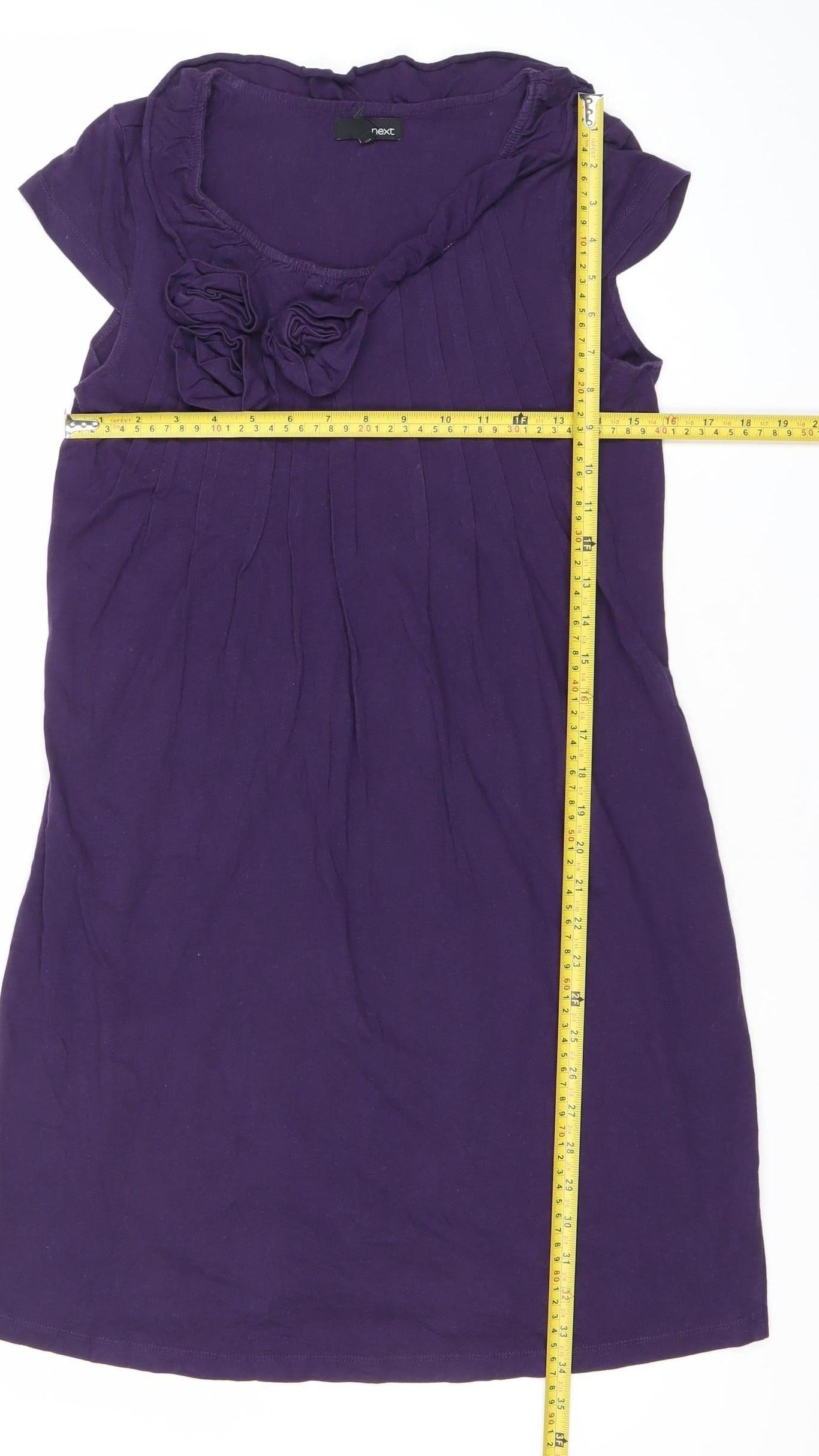 Next Women’s Purple Cotton Shift Dress Size 10 Scoop Neck Workwear