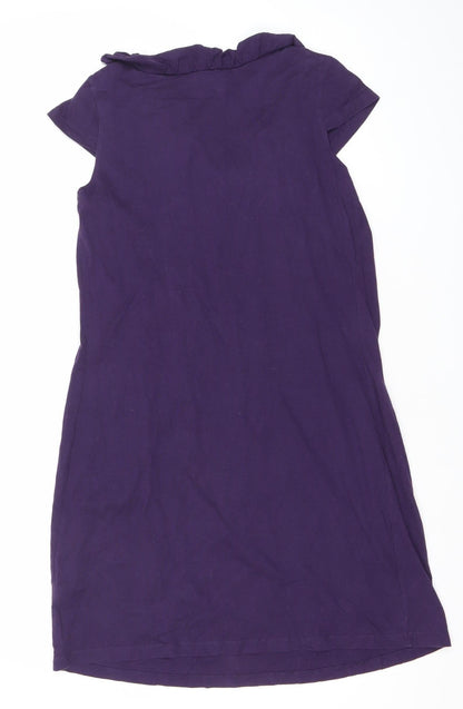 Next Women’s Purple Cotton Shift Dress Size 10 Scoop Neck Workwear