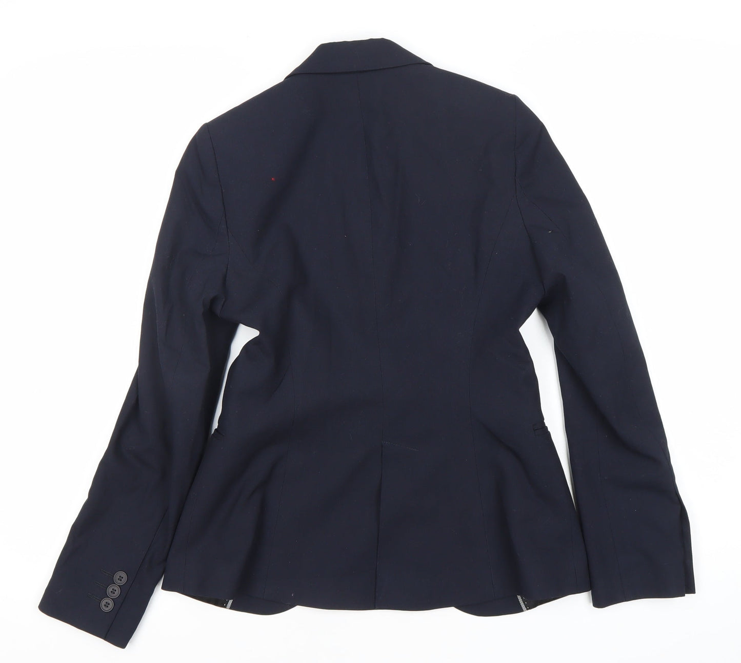 Clubclass Womens Navy Blue Size 6 Classic Notch Lapel Single-Breasted Suit Jacket