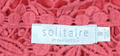 Solitaire Women’s Pink Crochet Shift Dress Size S Sleeveless Boho Summer
