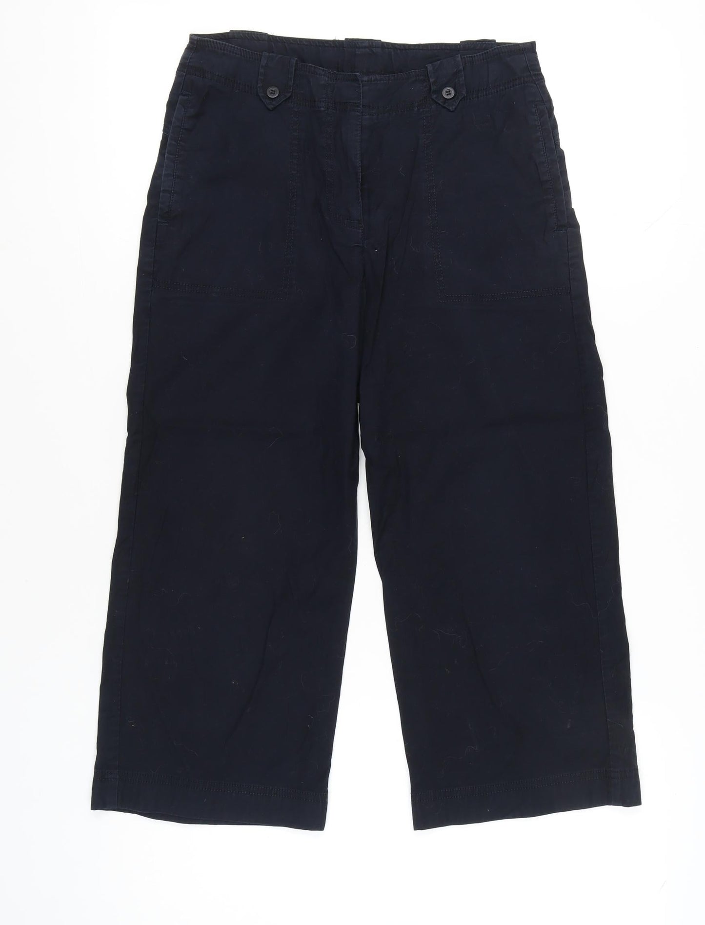 Laura Ashley Womens Black Cropped Trousers UK 10 Cotton Stretch