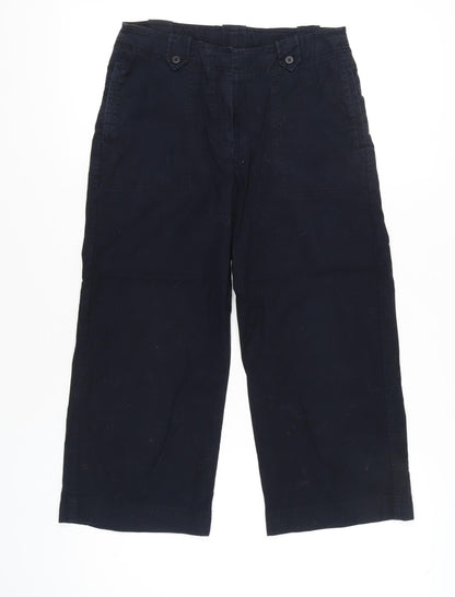 Laura Ashley Womens Black Cropped Trousers UK 10 Cotton Stretch