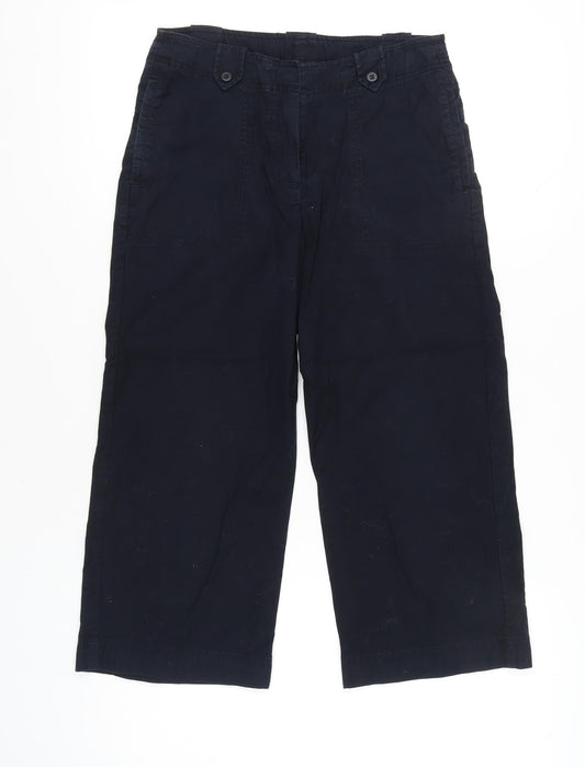 Laura Ashley Womens Black Cropped Trousers UK 10 Cotton Stretch