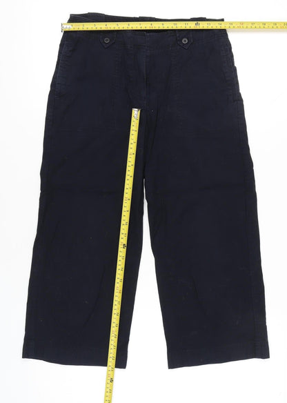Laura Ashley Womens Black Cropped Trousers UK 10 Cotton Stretch