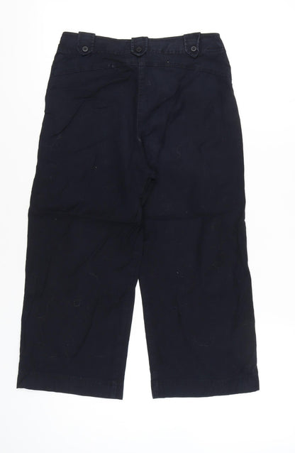 Laura Ashley Womens Black Cropped Trousers UK 10 Cotton Stretch