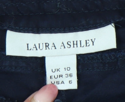 Laura Ashley Womens Black Cropped Trousers UK 10 Cotton Stretch