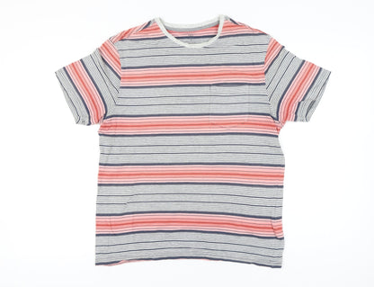 Marks and Spencer Men's Multicoloured Stripe T-Shirt Size M