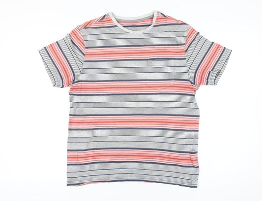 Marks and Spencer Men's Multicoloured Stripe T-Shirt Size M