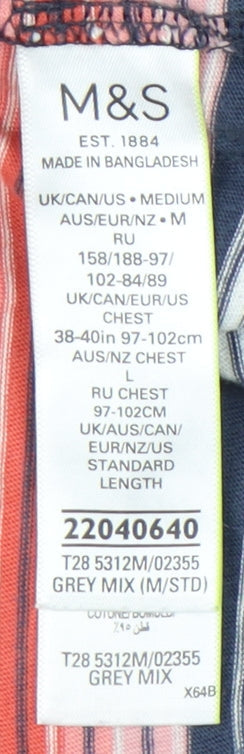 Marks and Spencer Men's Multicoloured Stripe T-Shirt Size M