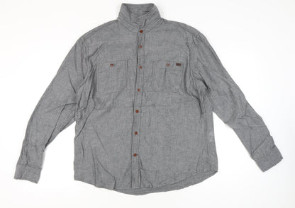 Marks and Spencer Men’s Grey Cotton XL 44-46" Casual Button-Up Shirt