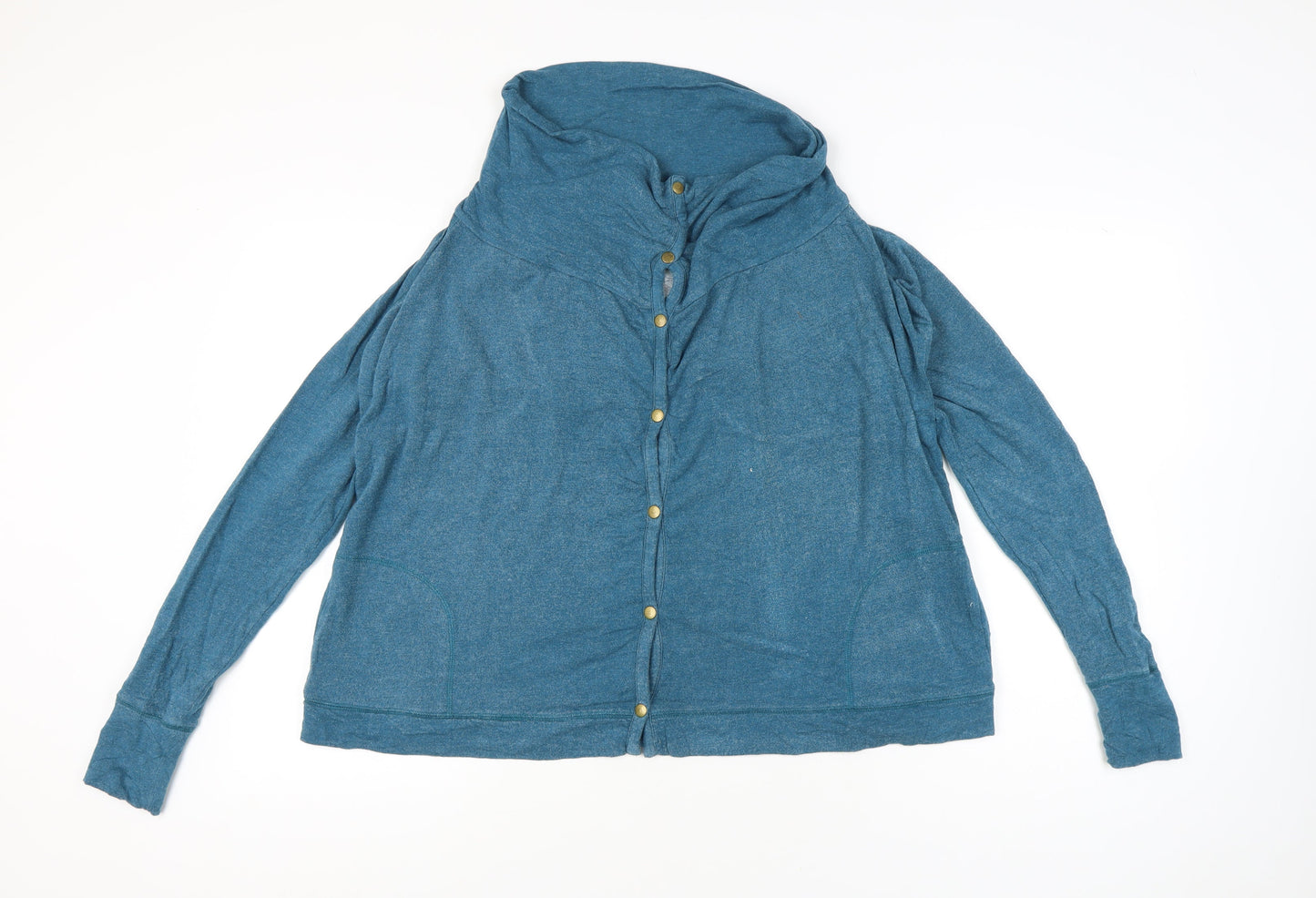 Lucky Lotus Women’s Blue XL Jersey Button-Up Long Sleeve Top