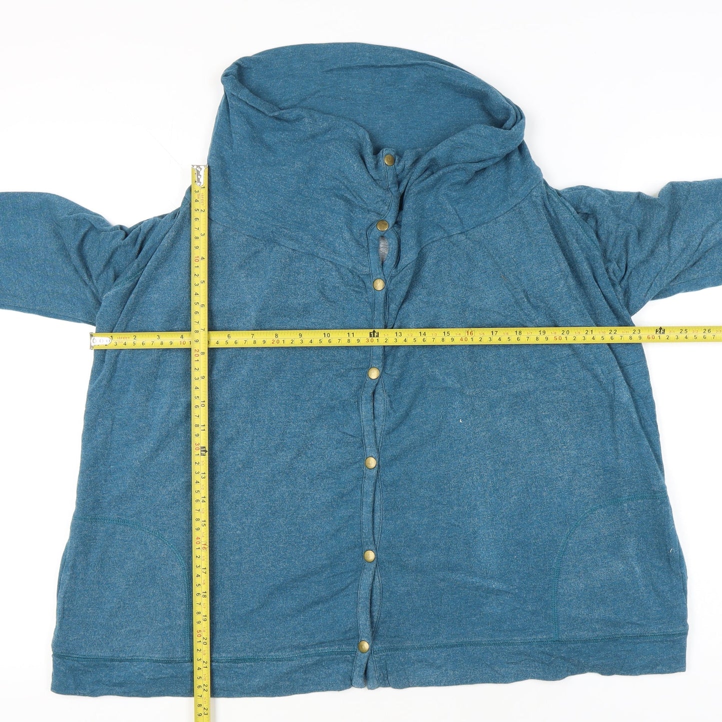 Lucky Lotus Women’s Blue XL Jersey Button-Up Long Sleeve Top