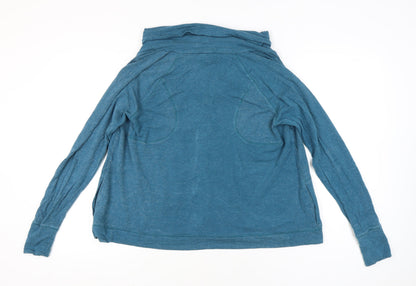 Lucky Lotus Women’s Blue XL Jersey Button-Up Long Sleeve Top