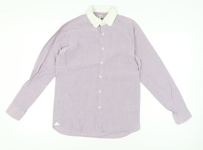 Reiss Men’s Purple Slim Fit Striped Long Sleeve Button-Up Shirt M