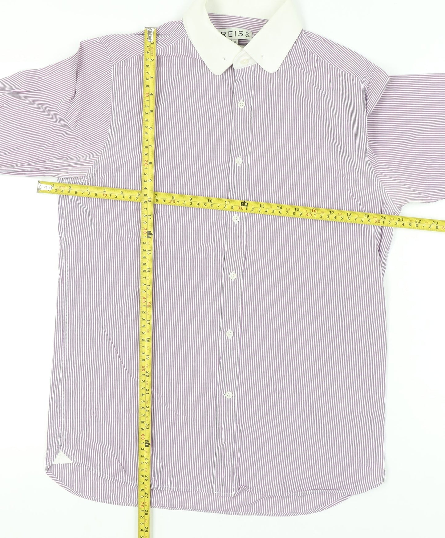 Reiss Men’s Purple Slim Fit Striped Long Sleeve Button-Up Shirt M