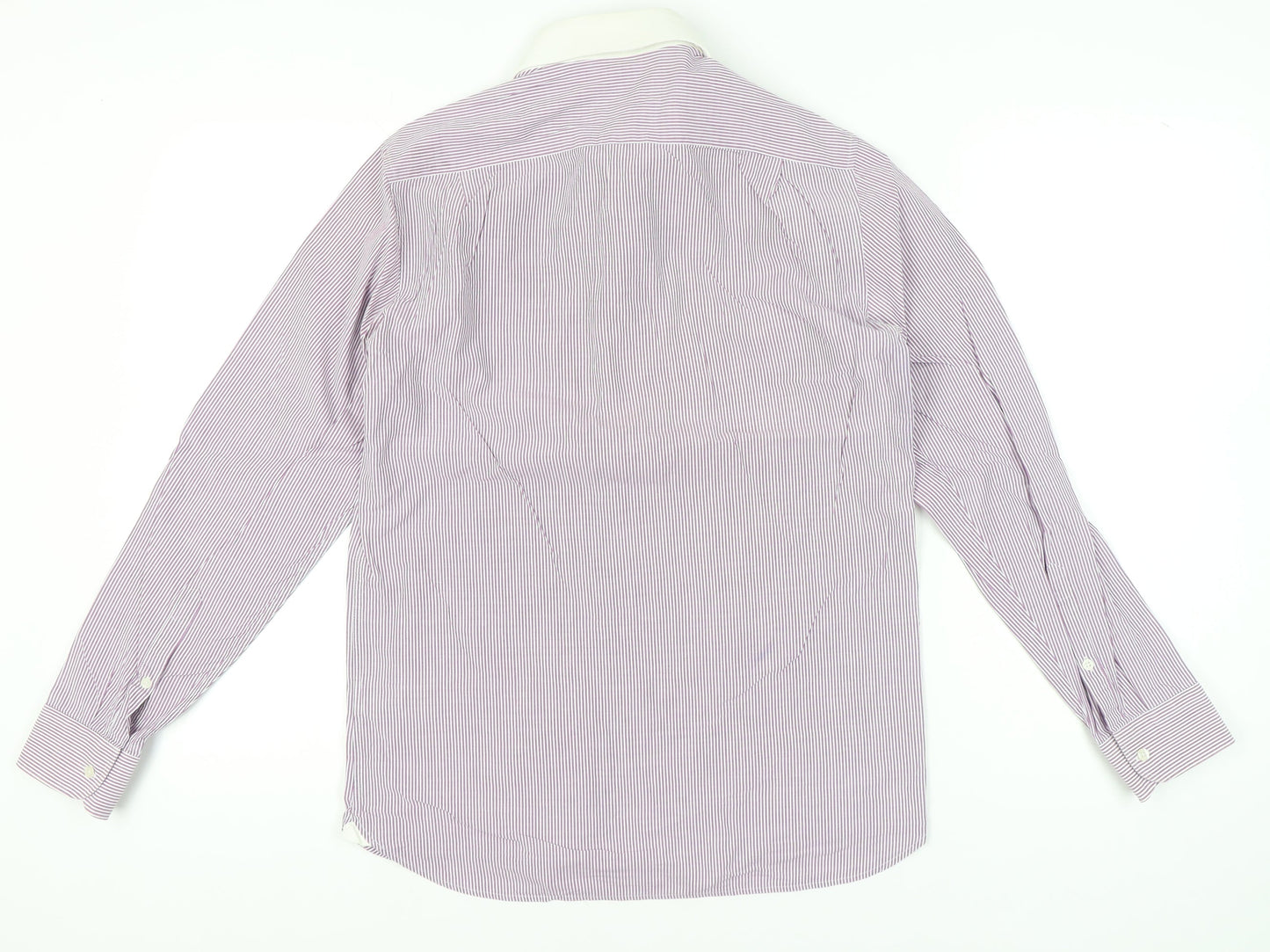 Reiss Men’s Purple Slim Fit Striped Long Sleeve Button-Up Shirt M