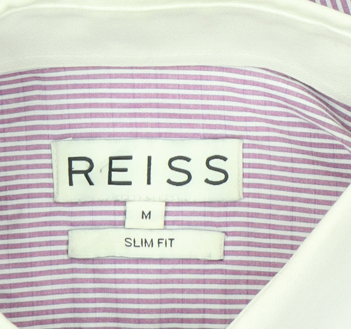 Reiss Men’s Purple Slim Fit Striped Long Sleeve Button-Up Shirt M