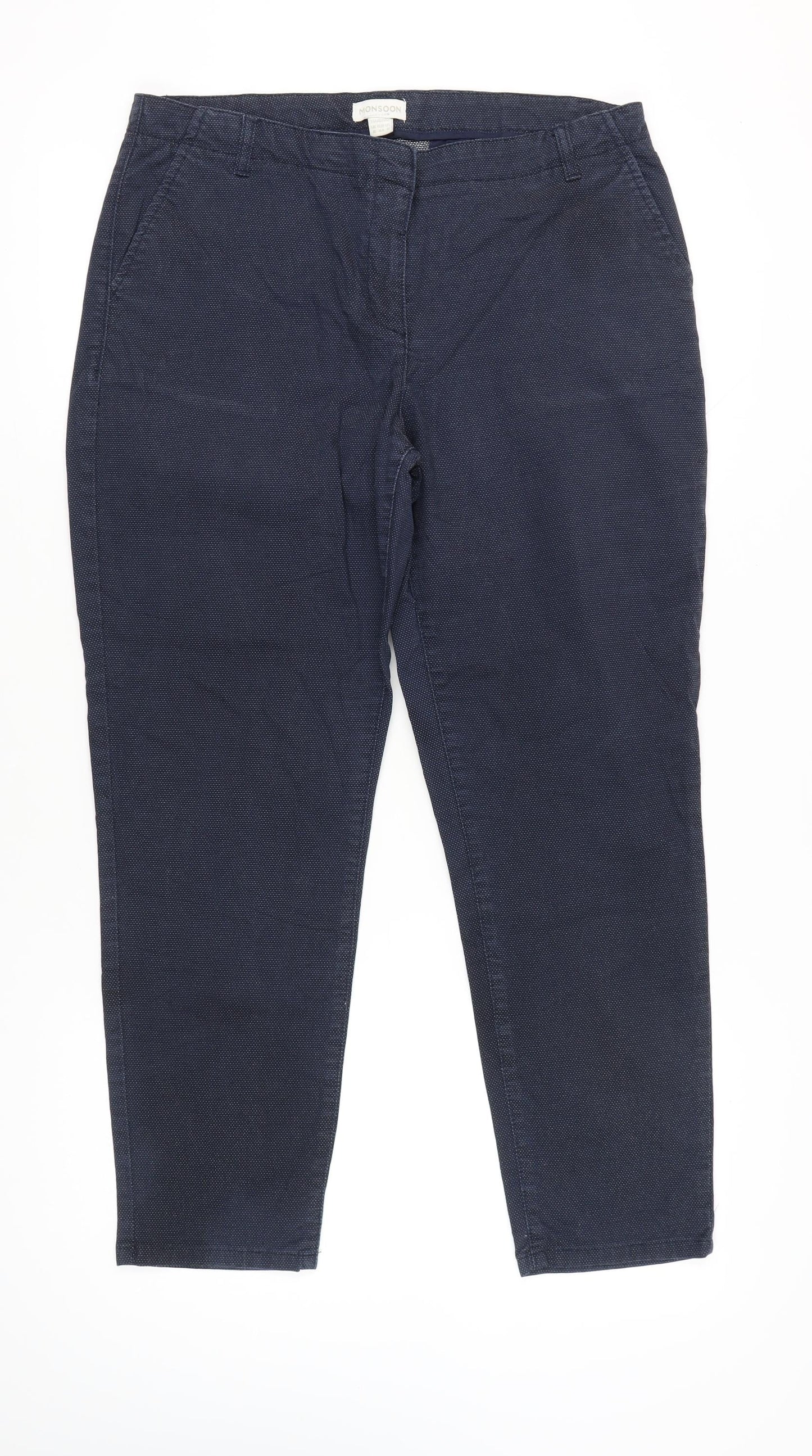 Womens UK Size 16 Monsoon Regular Fit Chino Blue Trousers