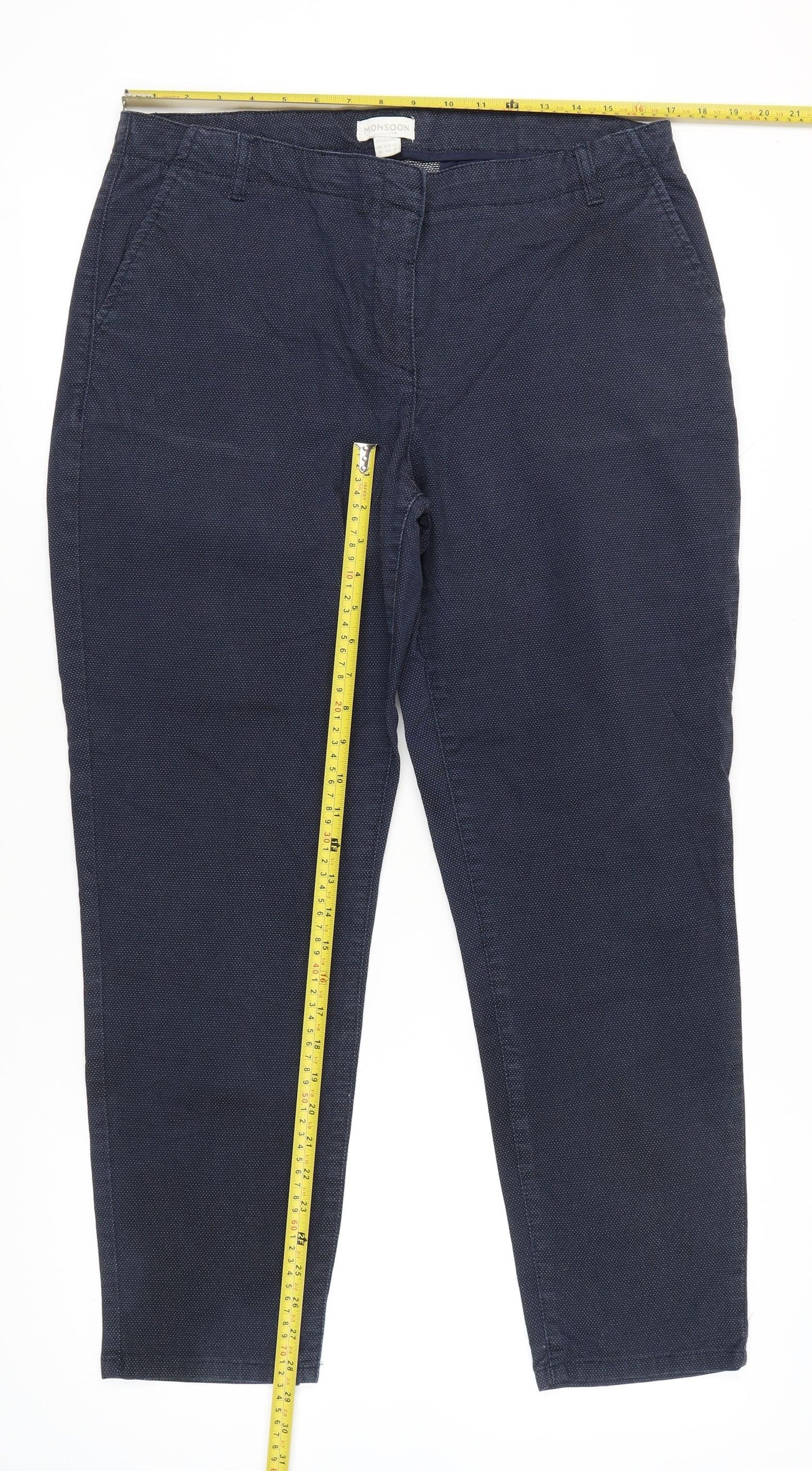 Womens UK Size 16 Monsoon Regular Fit Chino Blue Trousers