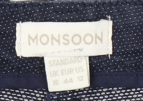 Womens UK Size 16 Monsoon Regular Fit Chino Blue Trousers