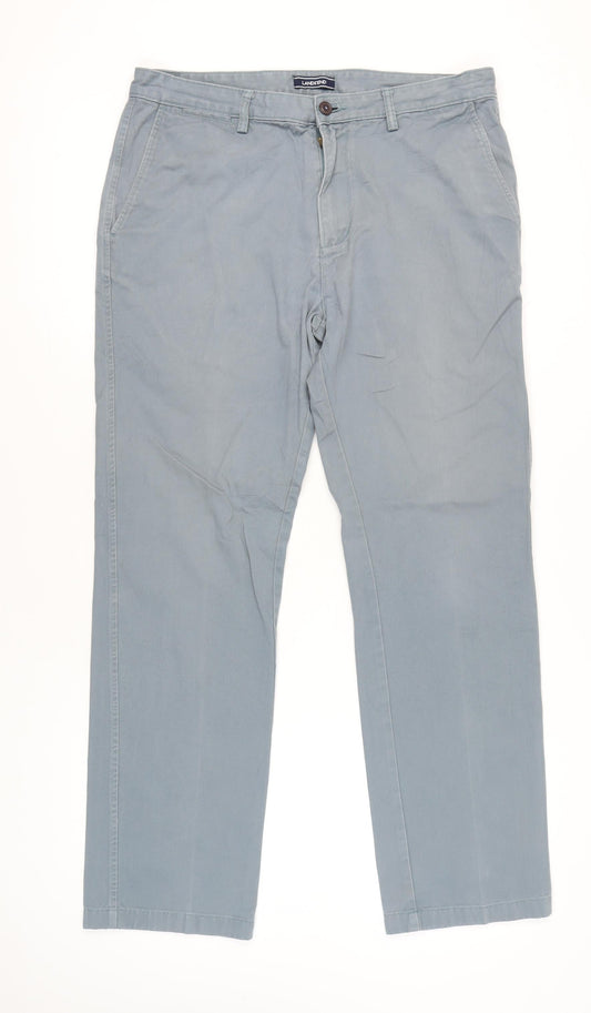 Lands' End Mens Blue Chino Trousers Straight Fit Size 35