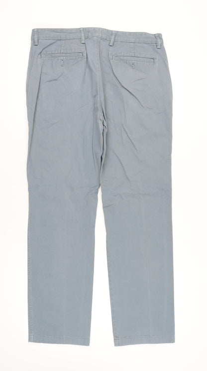 Lands' End Mens Blue Chino Trousers Straight Fit Size 35