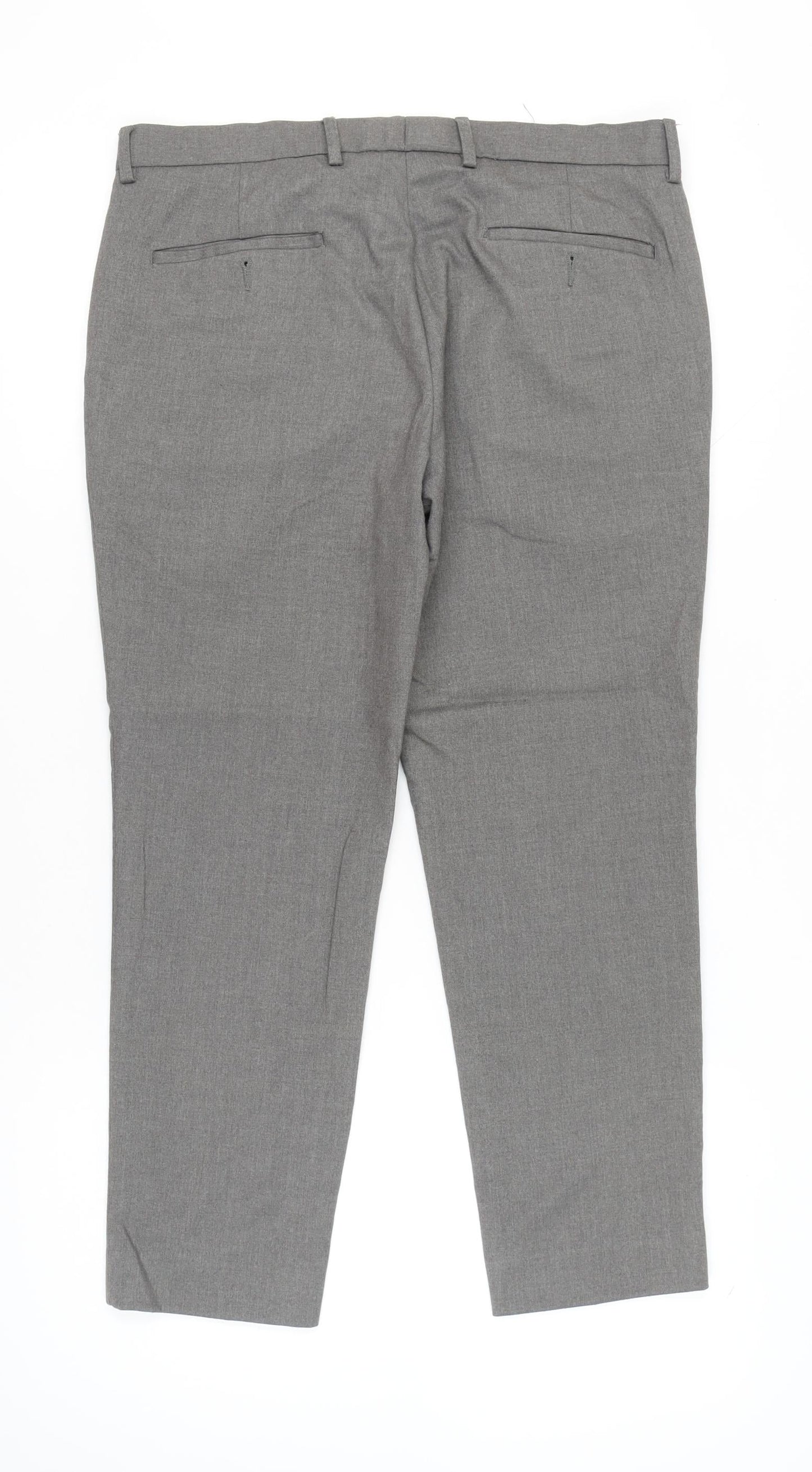 Moss London Mens Grey Slim Fit Dress Trousers 34W Formal Business