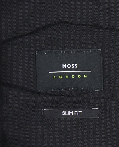 Moss London Mens Grey Slim Fit Dress Trousers 34W Formal Business